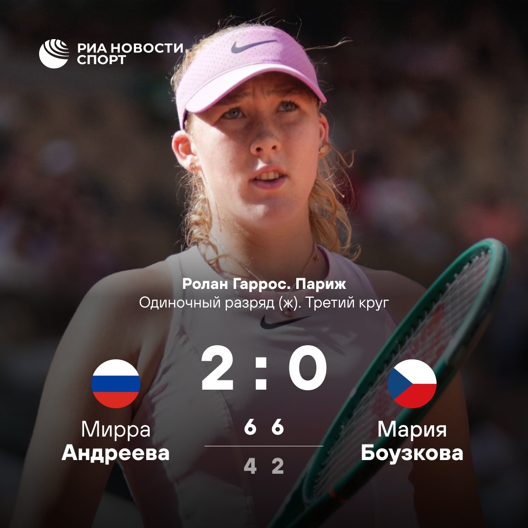 Мирра Андреева вышла в четвёртый круг Открытого чемпионата Франции по теннису