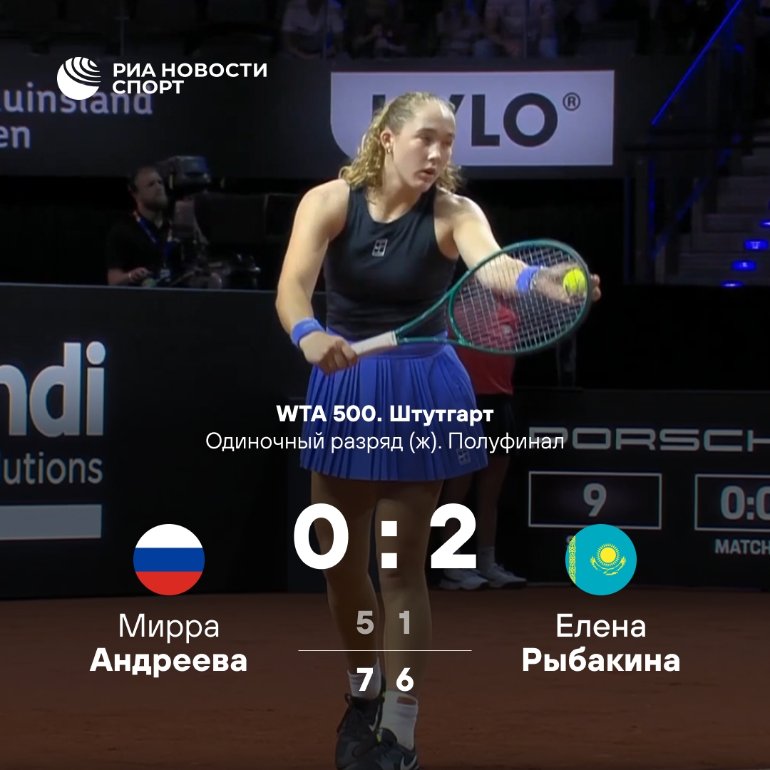 Андреева проиграла Рыбакиной в полуфинале турнира в Штутгарте