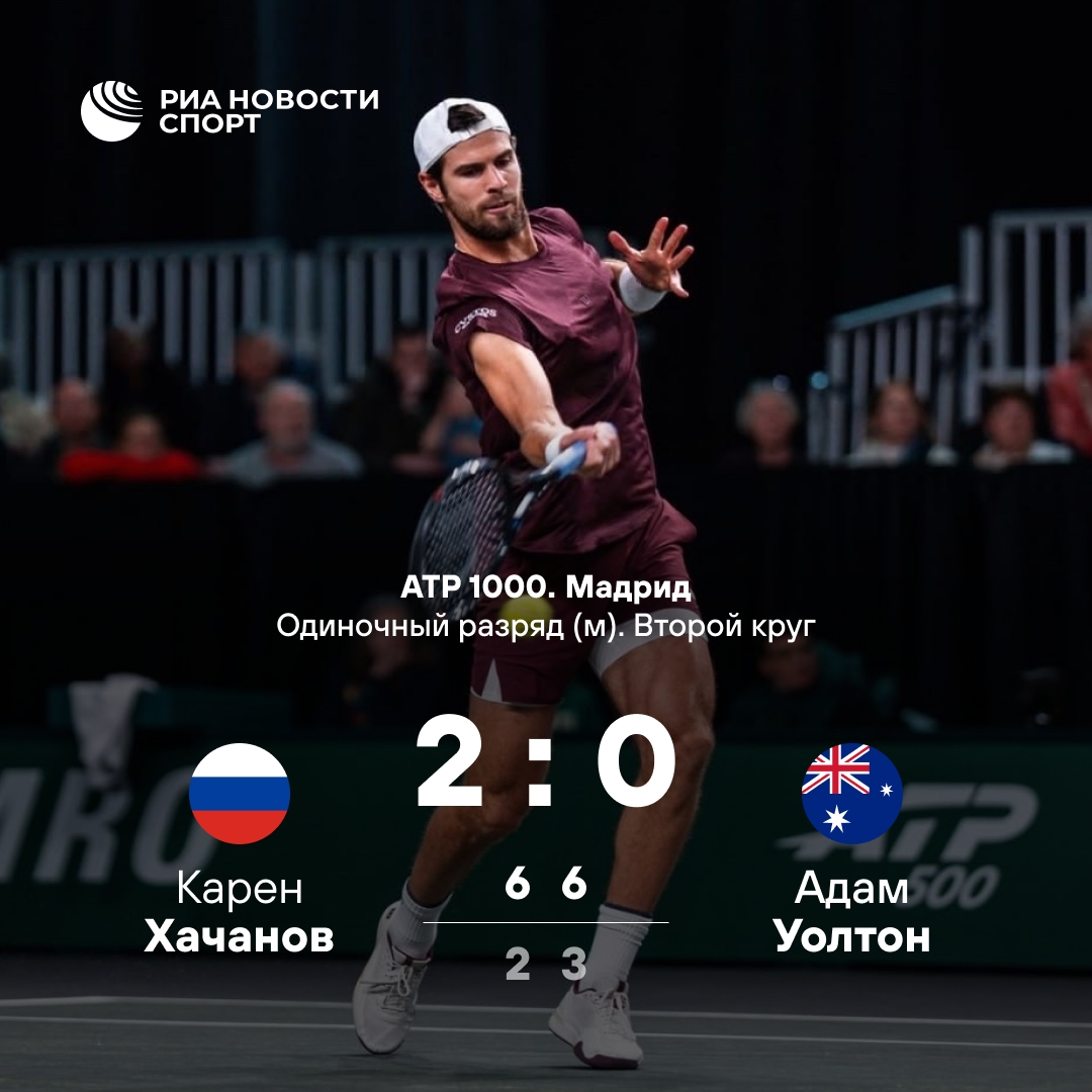 Хачанов пробился в третий раунд «Мастерса» в Мадриде