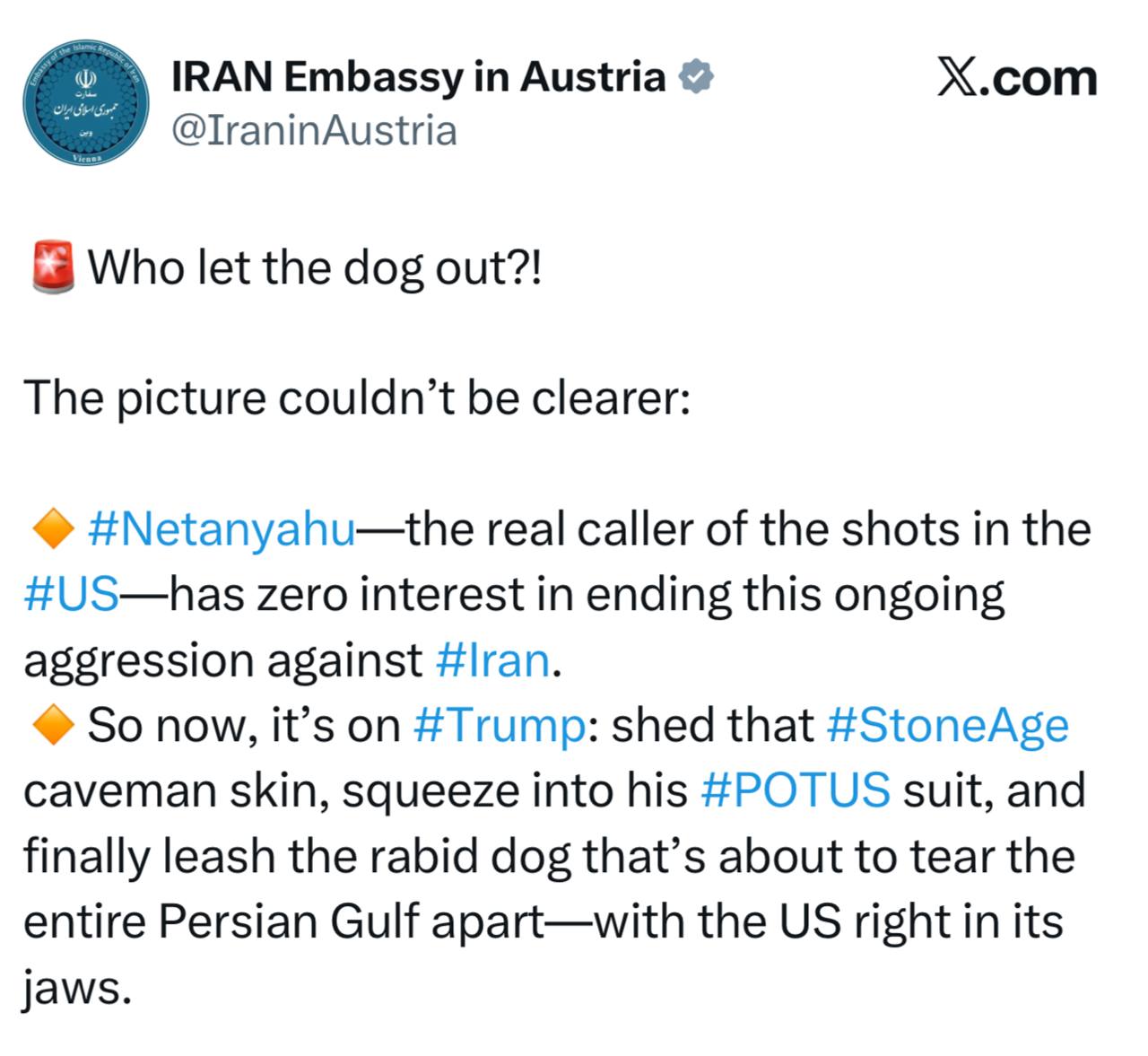 Иранское посольство назвало Трампа «пещерным человеком»