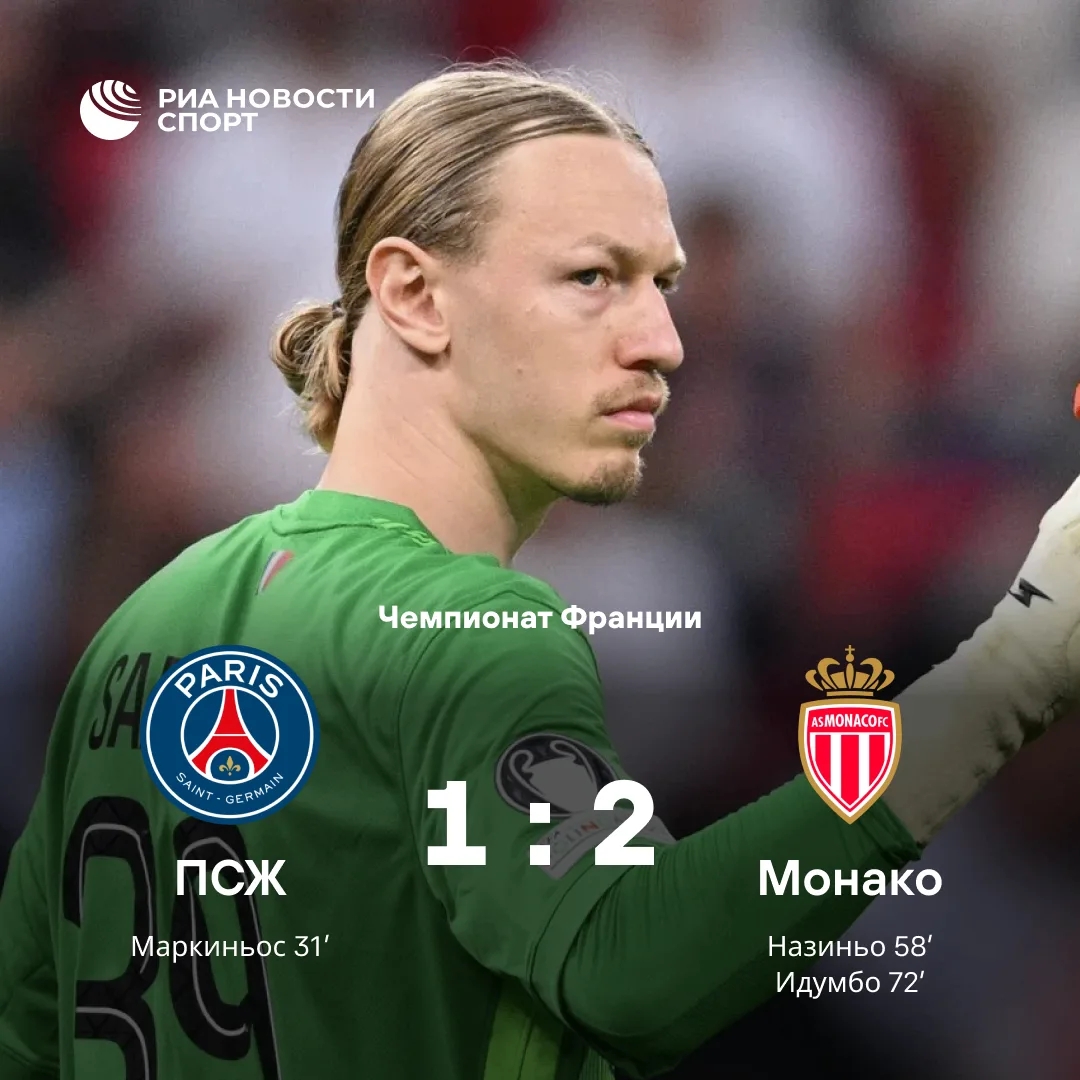 «Монако» нанес поражение «ПСЖ» в гостевом матче третьего тура Лиги 1