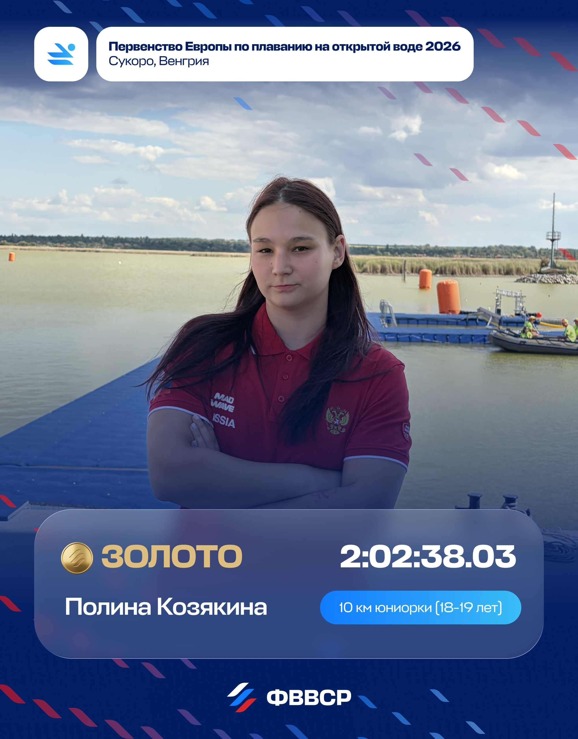 Российская пловчиха Полина Козякина выиграла юниорское первенство Европы на открытой воде