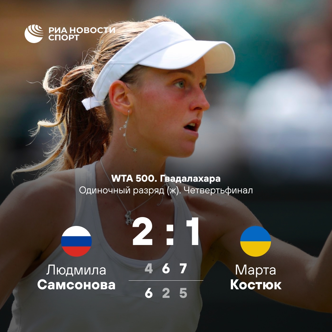Самсонова победила Костюк в четвертьфинале турнира в Гвадалахаре
