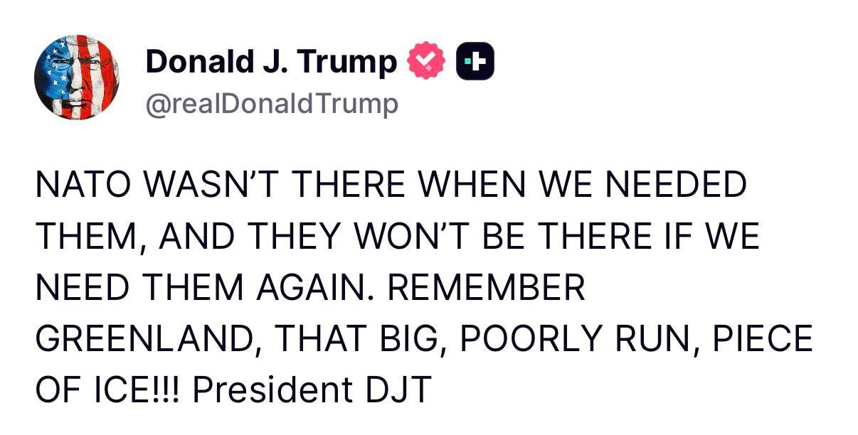 Трамп раскритиковал НАТО и назвал Гренландию «куском льда»