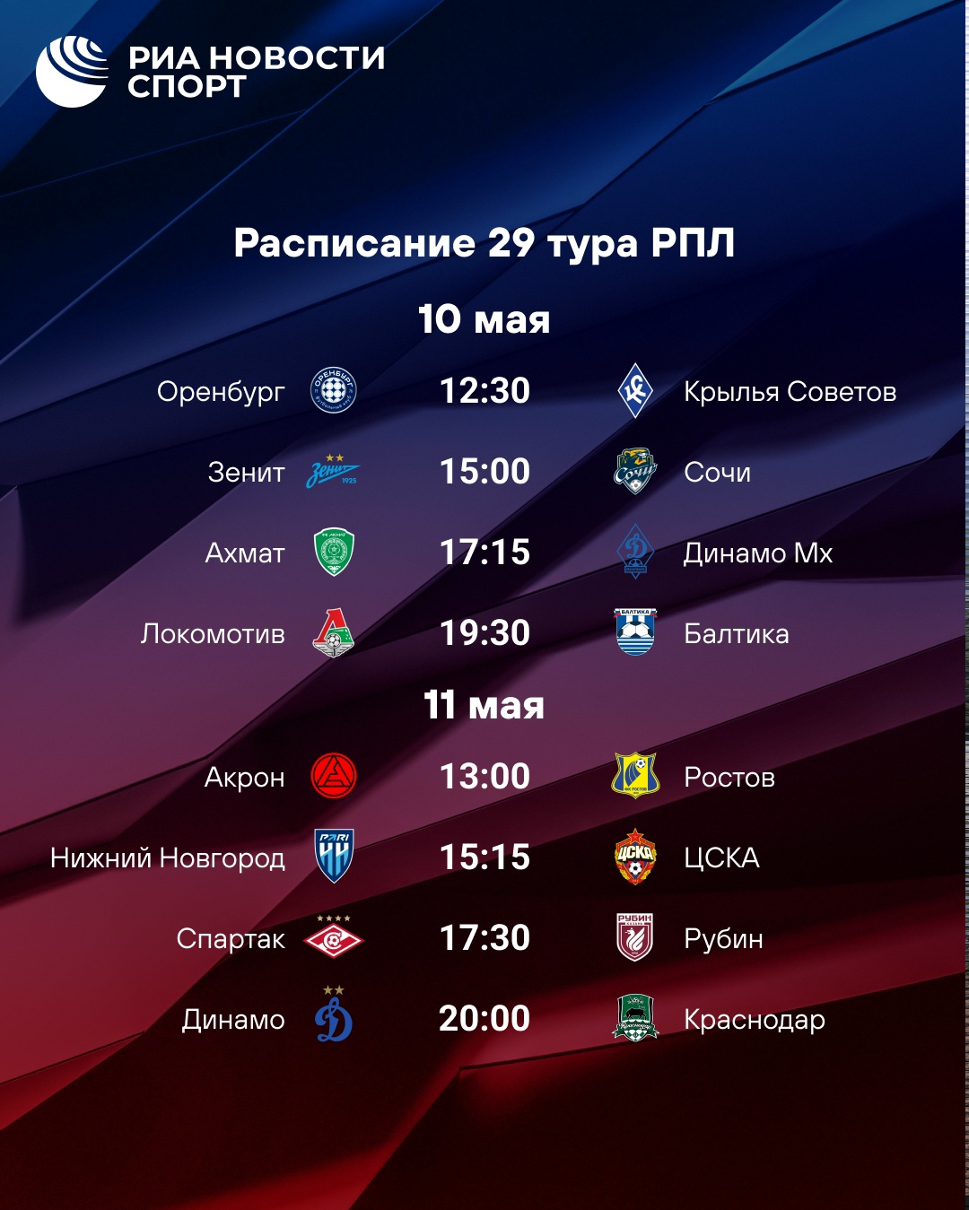 Стартует 29-й тур РПЛ: «Зенит» может возглавить таблицу