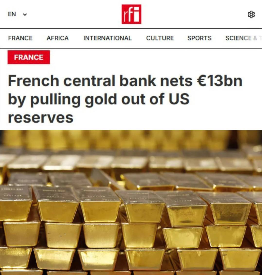 Франция вывела золото из США и получила прибыль 12,8 млрд евро