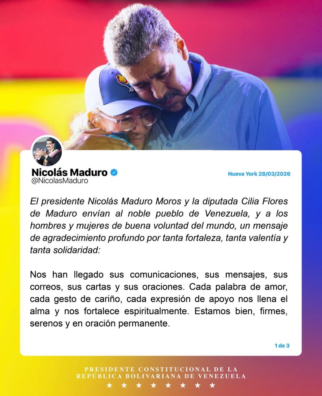 Мадуро обратился к венесуэльцам из-под стражи в США