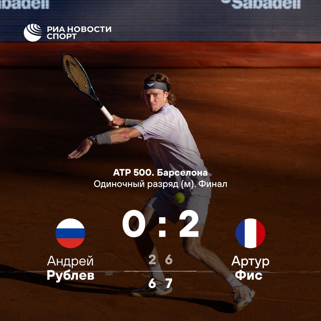 Андрей Рублев уступил в финале турнира в Барселоне