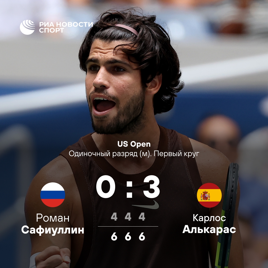 Алькарас уверенно стартовал на US Open, обыграв Сафиуллина