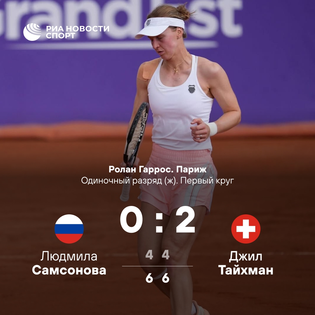Людмила Самсонова уступила 170-й ракетке мира в первом круге «Ролан Гаррос»