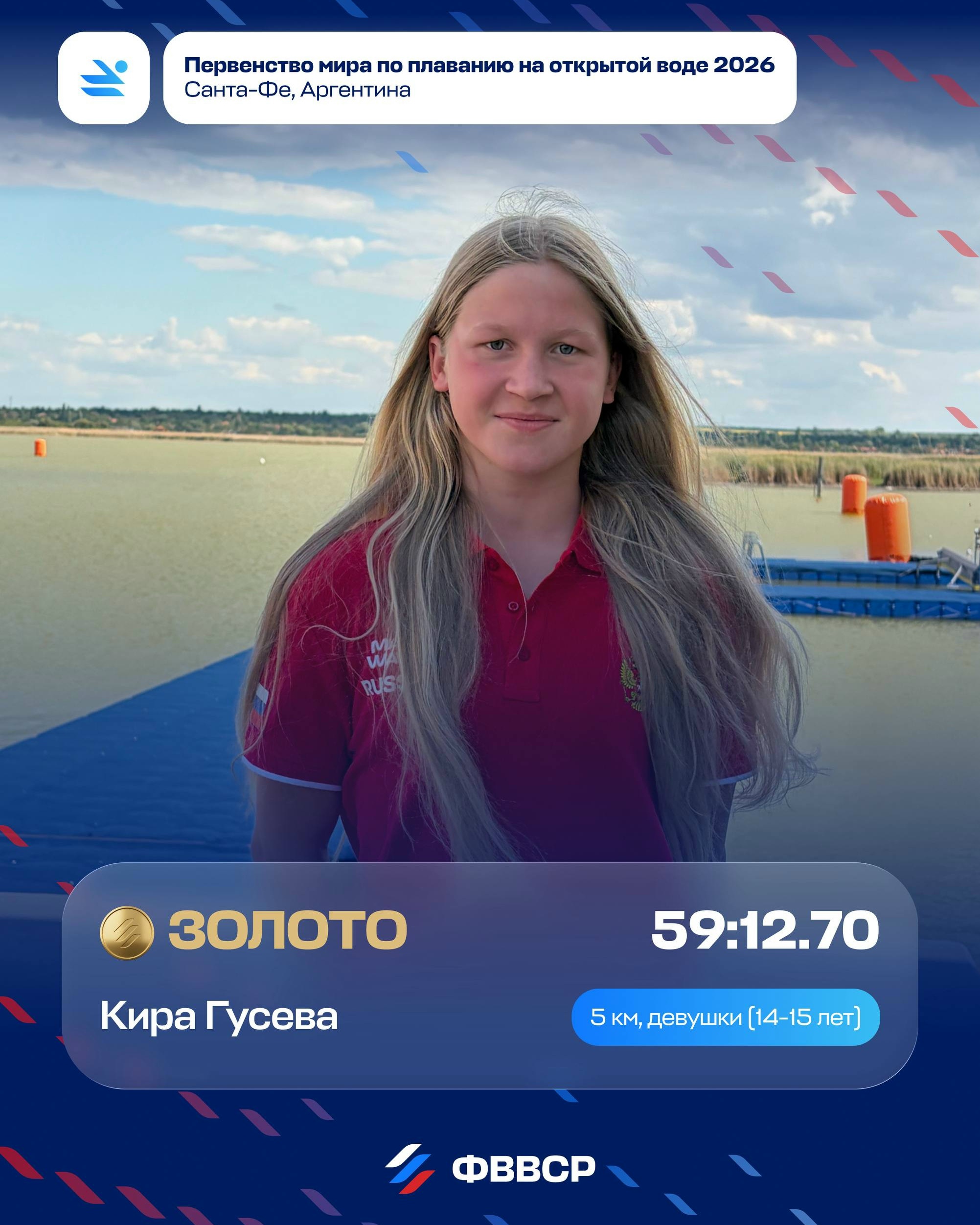 Россиянка Кира Гусева выиграла золото юниорского ЧМ по плаванию на открытой воде