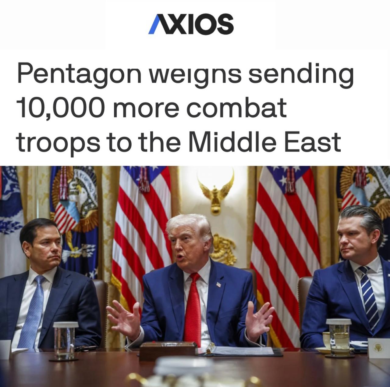 Пентагон может отправить 10 тысяч военных на Ближний Восток