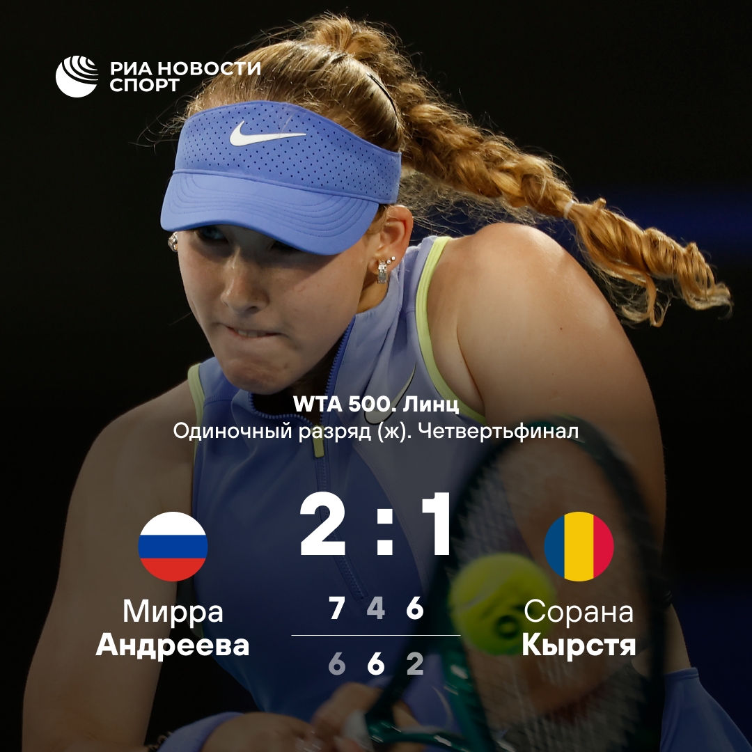 Мирра Андреева пробилась в полуфинал турнира в Линце