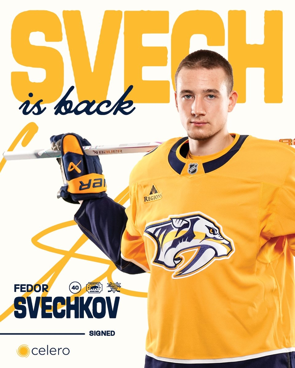 Нэшвилл продлил контракт с российским нападающим Федором Свечковым