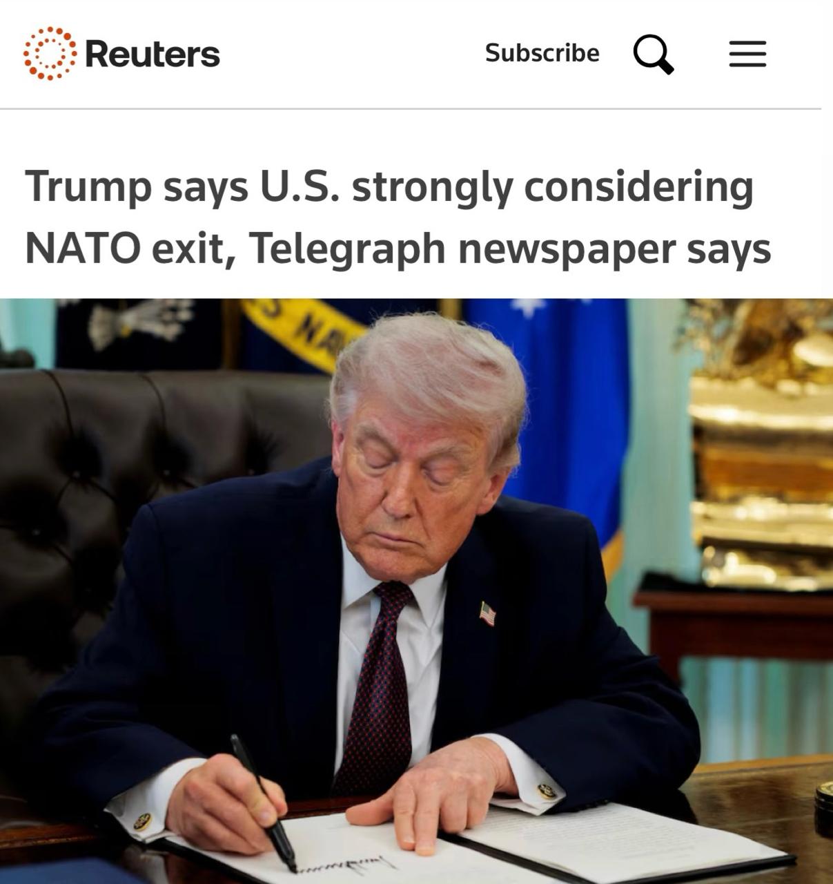 Трамп заявил о серьёзном рассмотрении выхода США из НАТО