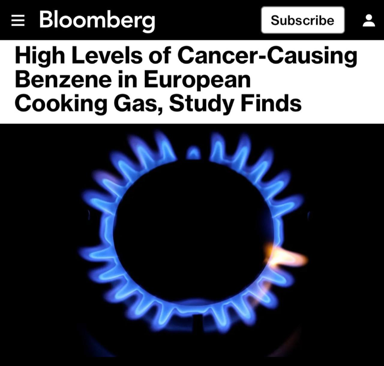 В европейском бытовом газе обнаружено опасное содержание канцерогенного бензола
