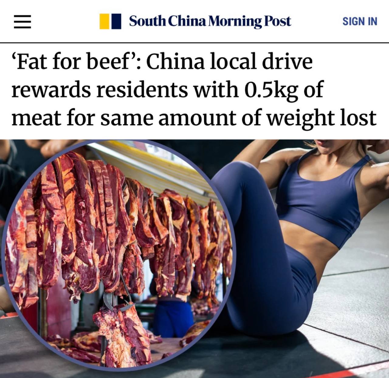 В Китае за похудение награждают говядиной