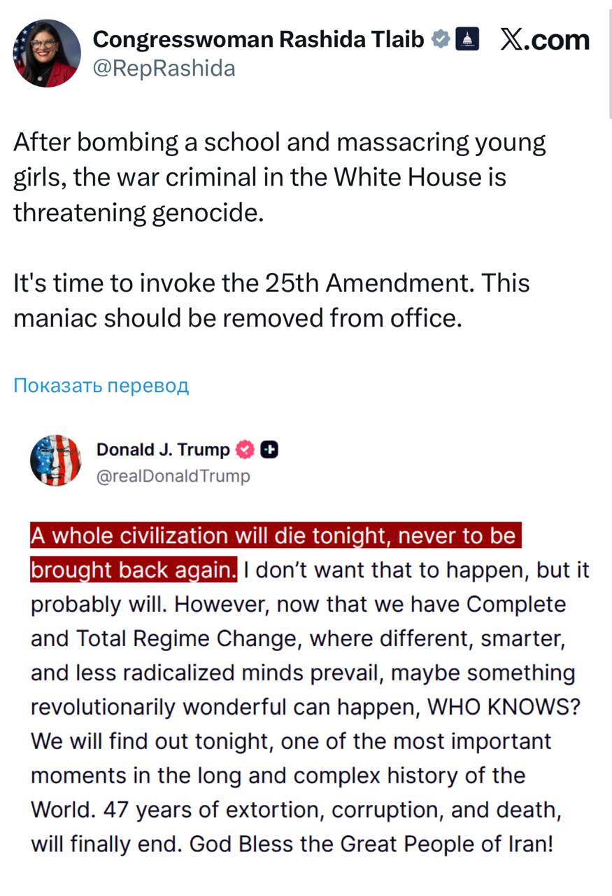 Конгрессвумен Тлаиб требует отстранения Трампа за угрозы Ирану