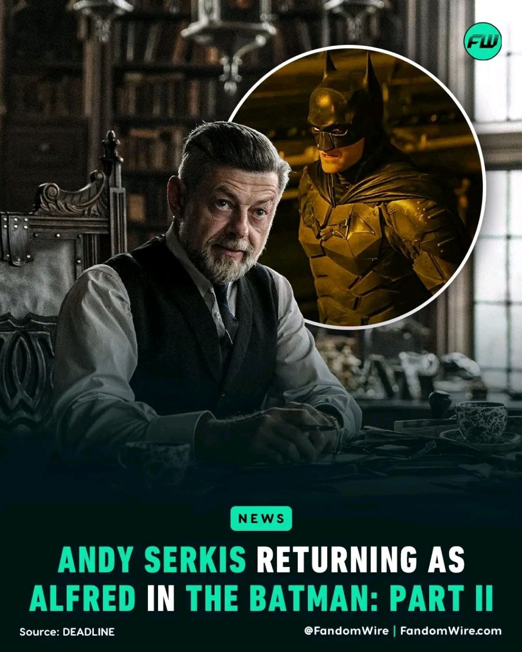 Энди Серкис снова сыграет Альфреда в сиквеле «Бэтмена»