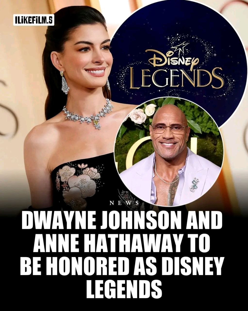 Дуэйн Джонсон и Энн Хатауэй станут «Легендами Диснея»