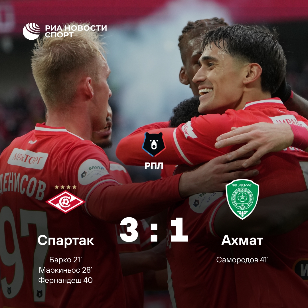 «Спартак» обыграл «Ахмат» в матче РПЛ