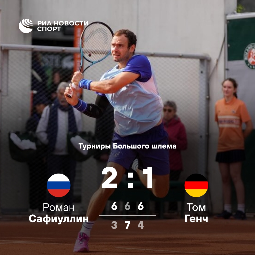 Российский теннисист Сафиуллин вышел в основную сетку Открытого чемпионата Франции
