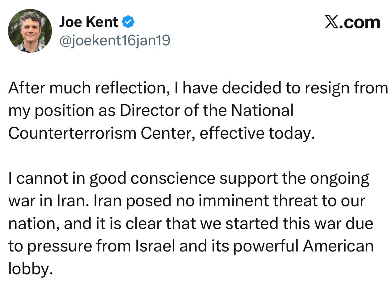 Директор контртеррористического центра США уходит в отставку из-за войны с Ираном