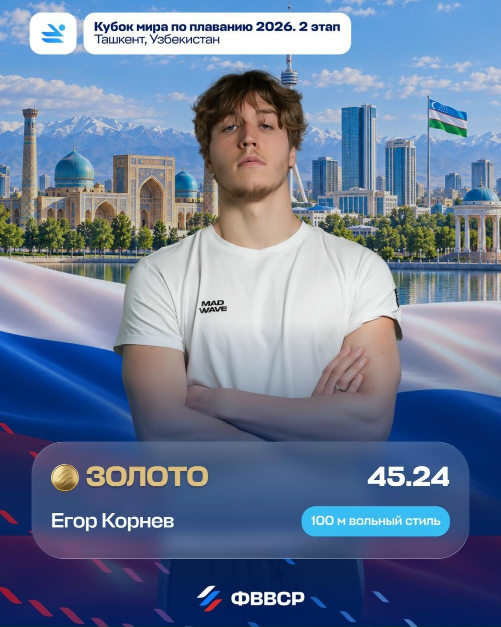 Корнев и Макэвой разделили победу на 100-метровке вольным стилем на этапе Кубка мира