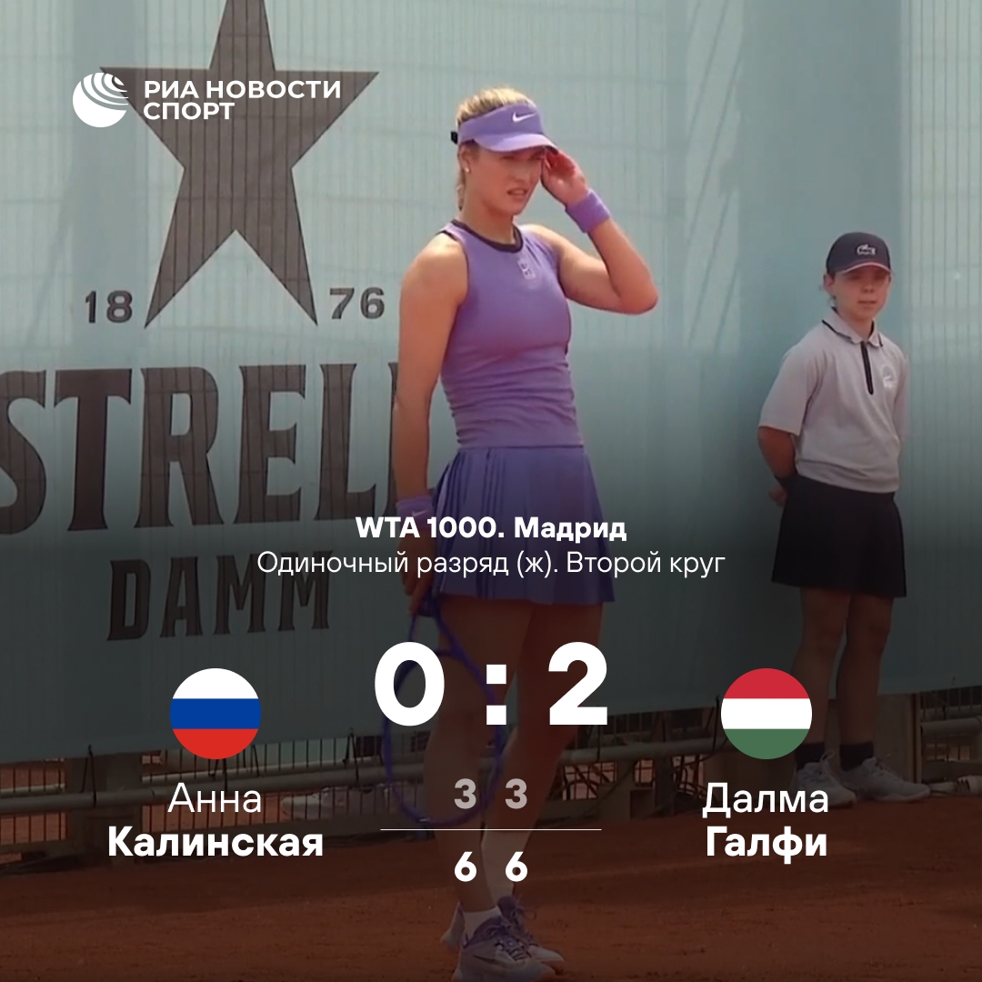 Калинская уступила 117-й ракетке мира во втором круге турнира в Мадриде