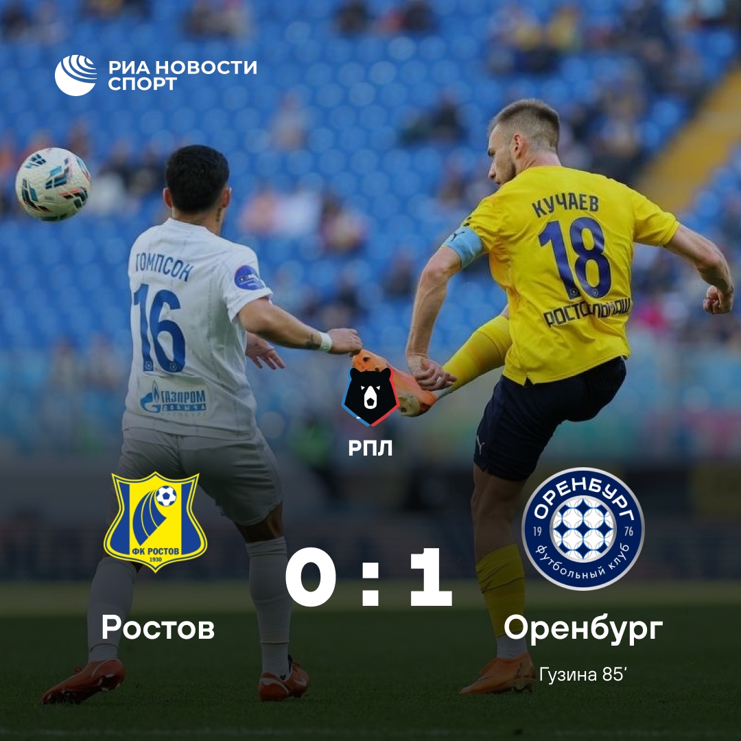 «Оренбург» одержал победу над «Ростовом» в матче РПЛ