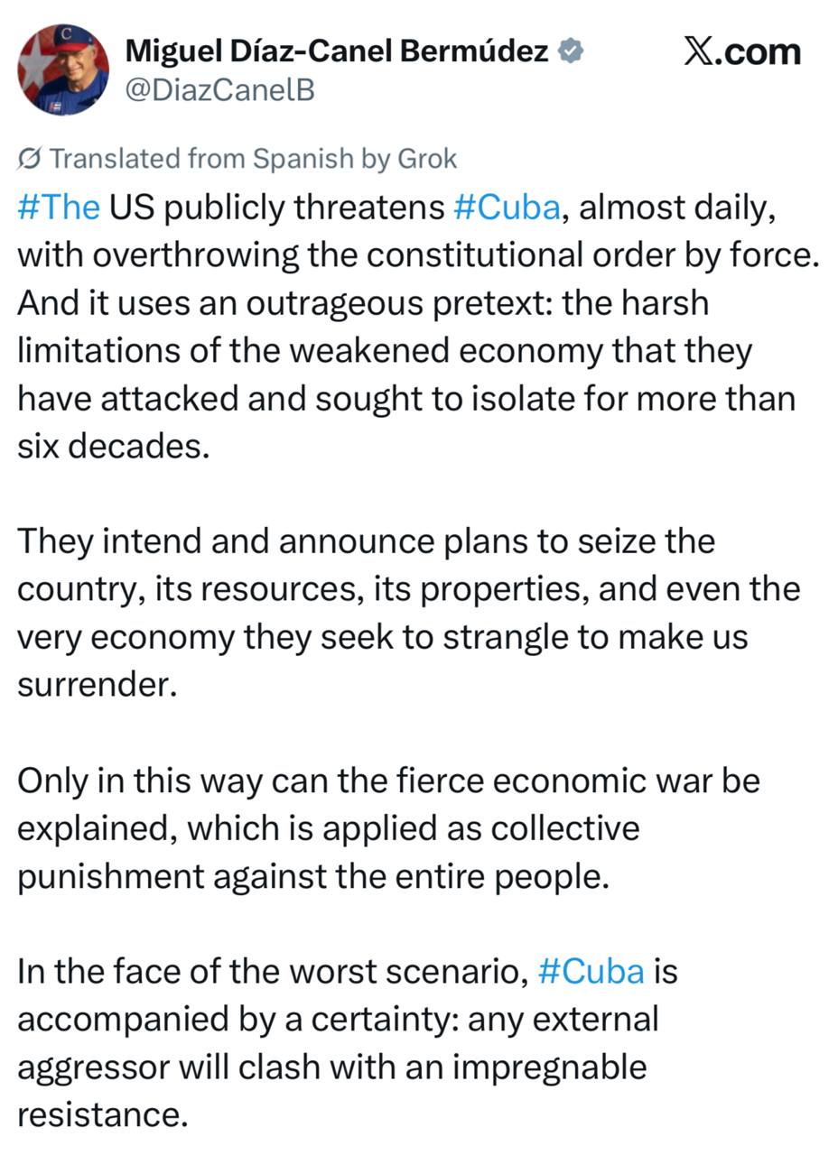 Куба готова дать отпор попыткам насильственной смены власти