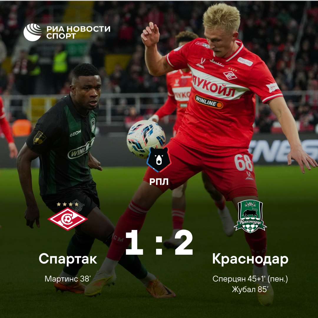 «Краснодар» одержал победу над «Спартаком» и возглавил турнирную таблицу РПЛ