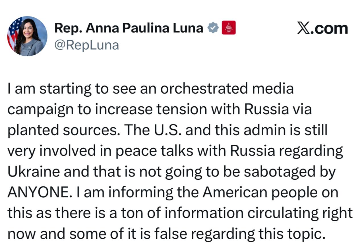 Конгрессвумен Луна обвиняет в нагнетании антироссийской истерии