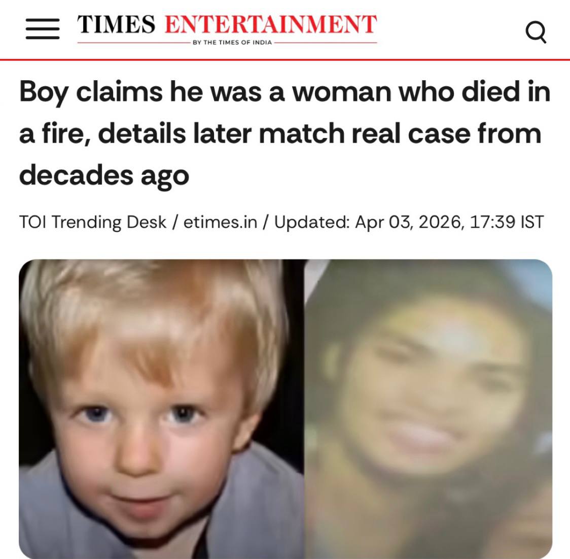 Мальчик из Огайо вспомнил жизнь женщины, погибшей в пожаре