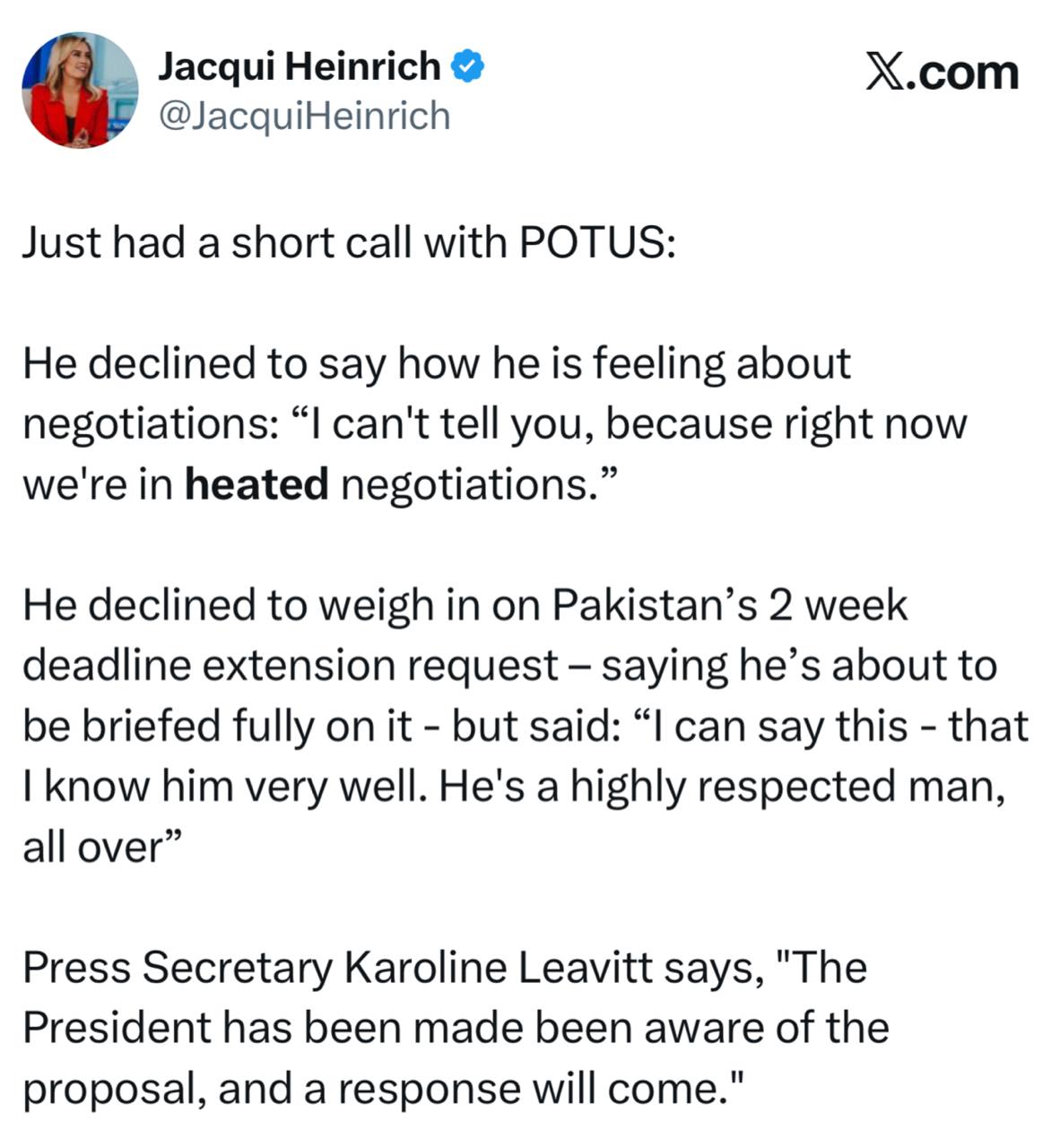 Трамп отказался комментировать переговоры и запрос Пакистана