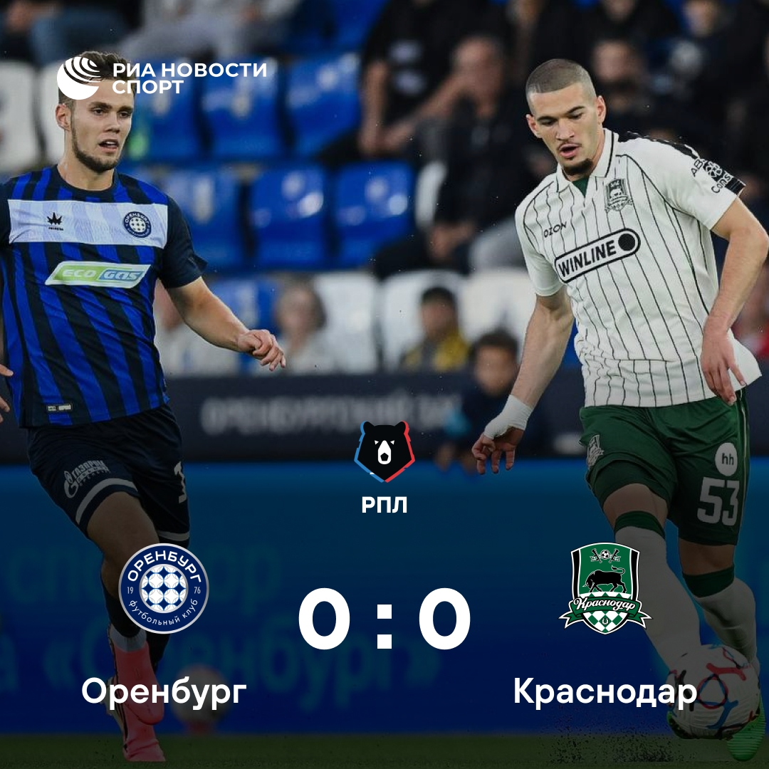 «Краснодар» в третий раз кряду сыграл вничью в РПЛ, завершив матч с «Оренбургом» со счётом 0:0