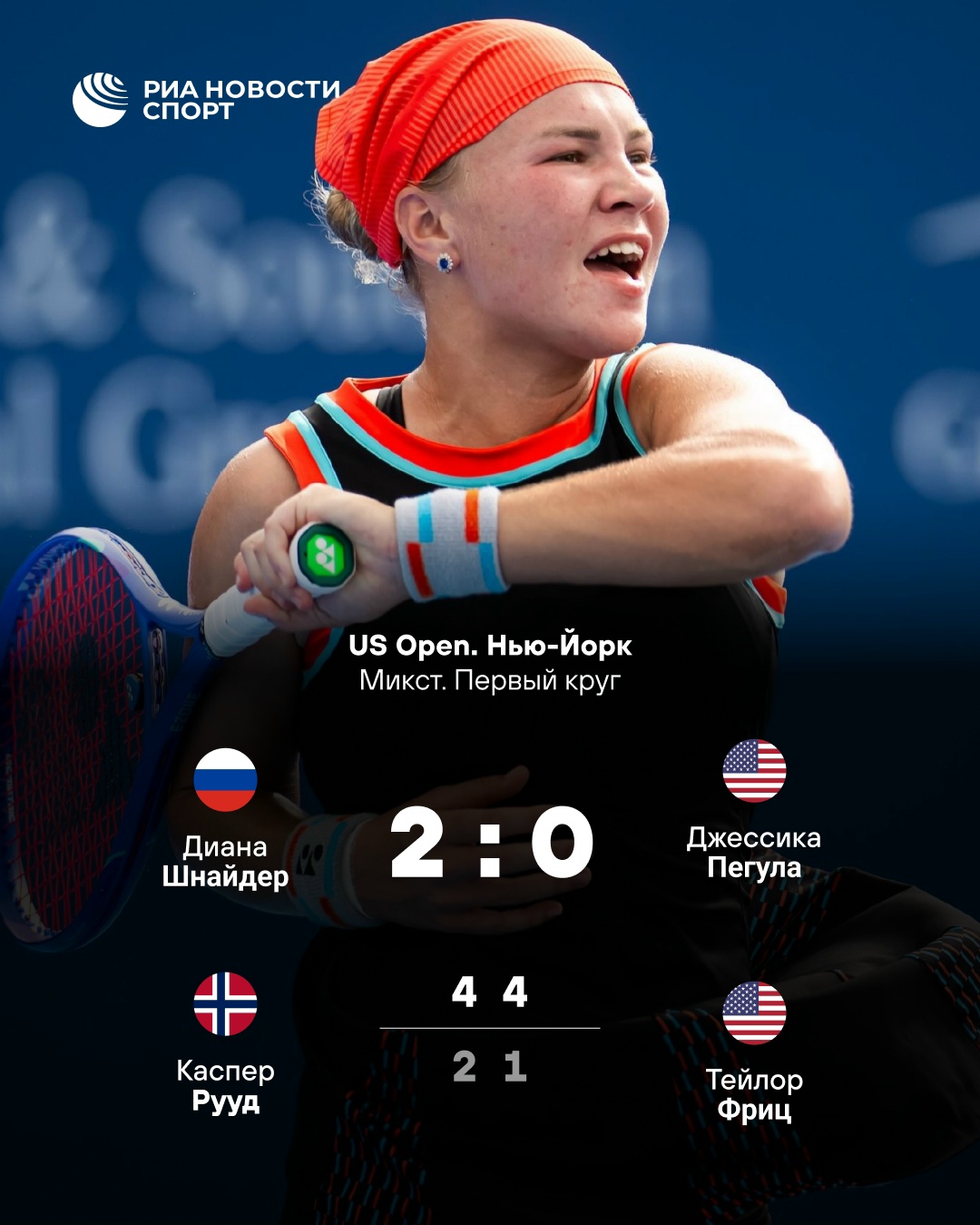 Шнайдер и Рууд пробились в следующий раунд US Open